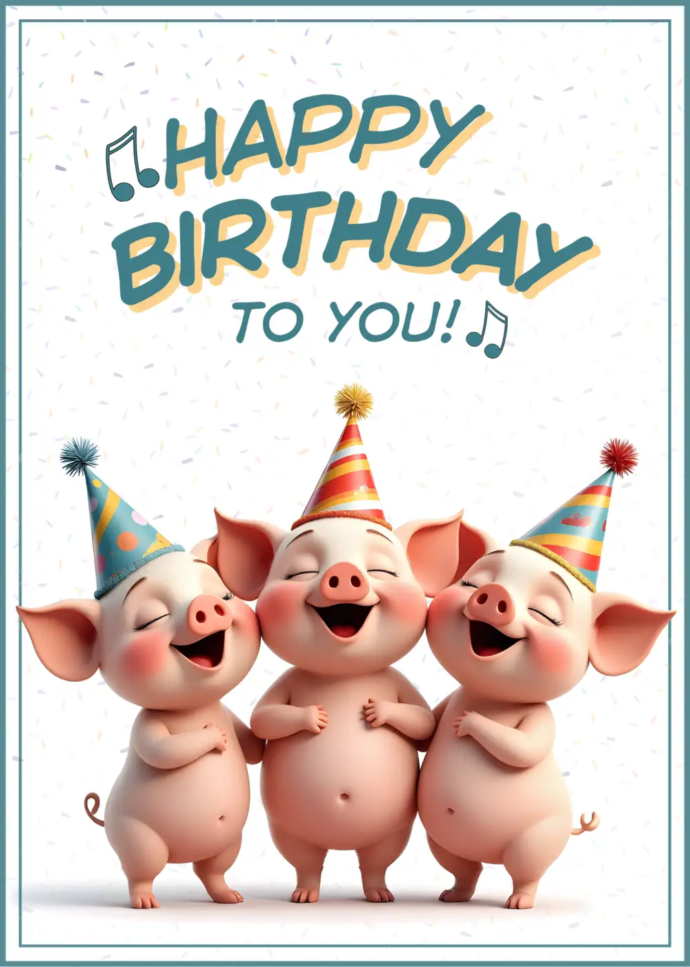 Funny Singing Pigs Happy Birthday Card